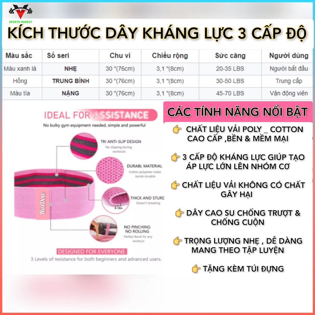 Dây Kháng Lực, Cao cấp dành cho nam nữ ,Dây Kháng Lực miniband, Gym, Yoga Thể Thao Tại Nhà [Vải Polyester]