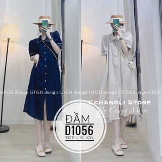 Bigsize đầm sơ mi viền d1056