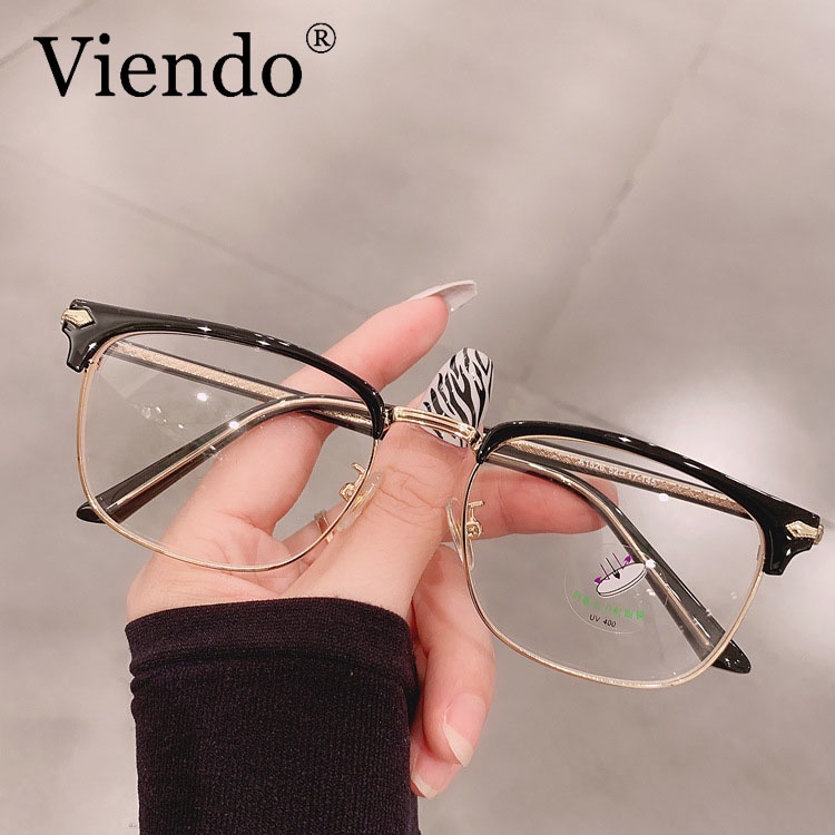 Kính cận VIENDO gọng vuông kim loại đổi màu chống ánh sáng xanh chống tia UV cao cấp màu sắc thời trang cho nam và nữ