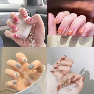 Bộ 24 chiếc móng giả kiểu Pháp họa tiết vẽ nguệch ngoạc kèm phụ kiện dán