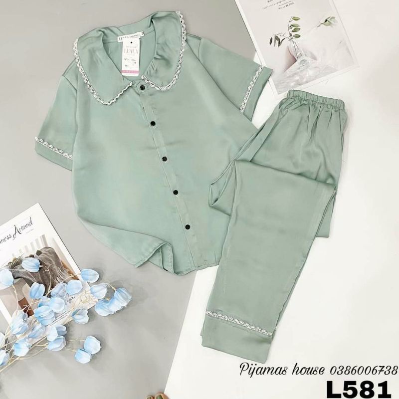 Bộ Pyjama Bèo Ren Tay Cộc Quần Dài - Hàng Thiết Kế