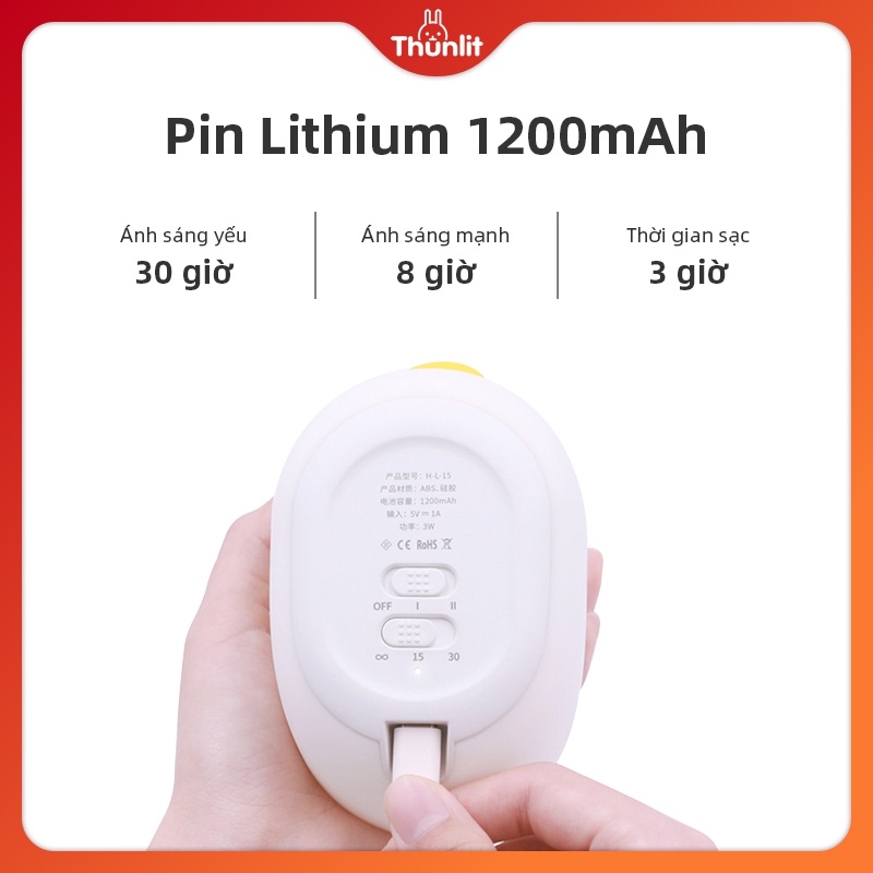 Đèn Ngủ Thunlit Hình Chú Vịt Đáng Yêu Sạc Usb 1200mah 2 Chế Độ Sáng Tiện Dụng