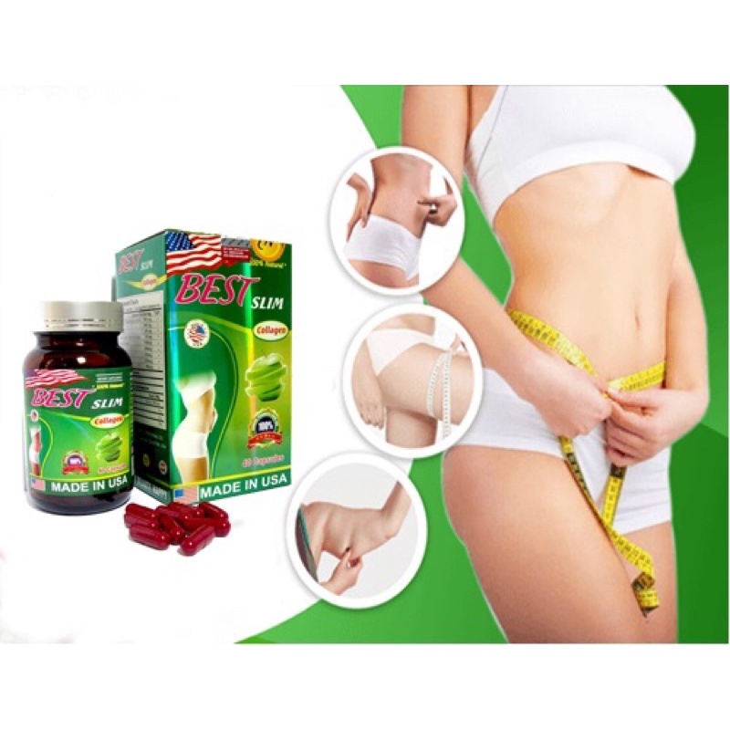 [Có tem chính hãng] Viên giảm cân Best slim collagen USA Hộp 40 viên