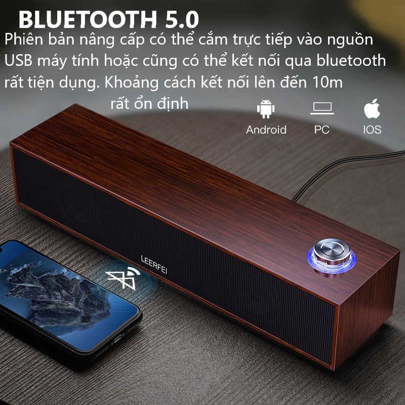 Loa Thanh Bluetooth 2 phiên cản cao cấp vỏ Gỗ. Phiên bản có pin  Trong Nghe nhạc 4 đến 6h và Phiên bản dùng dây nguồn 5V