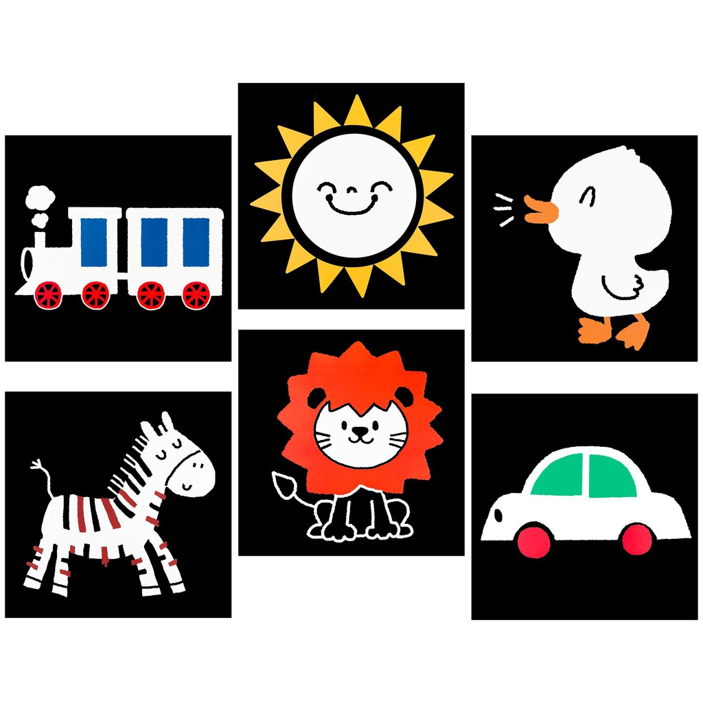 Sách - Sticker kích thích thị giác cho trẻ sơ sinh theo montessori - 18 stickers MUKI khổ 30x30cm (3 bộ, lẻ tùy chọn)