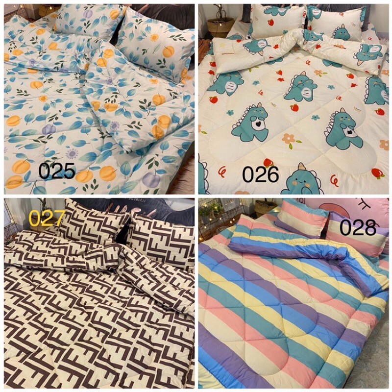 Trọn bộ 5 món ga gối chăn phao Poly Cotton có ruột bông dày loại 1 mẫu mới 2021 ( nhắn chọn mẫu ) | BigBuy360 - bigbuy360.vn