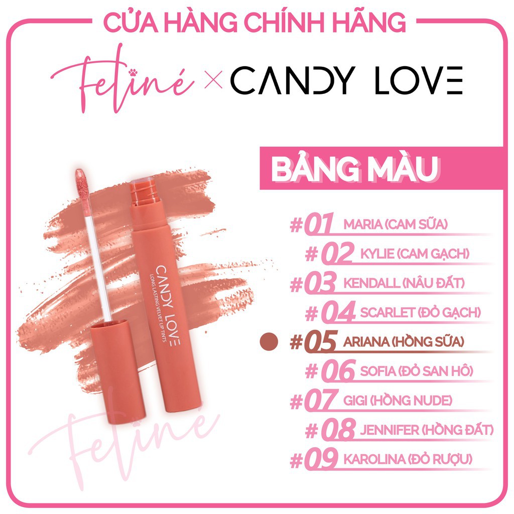 Son kem lì lâu trôi Hàn Quốc - Son môi Candy Love - Son môi màu 05 Hồng Sữa cực xinh - Son lì chính hãng