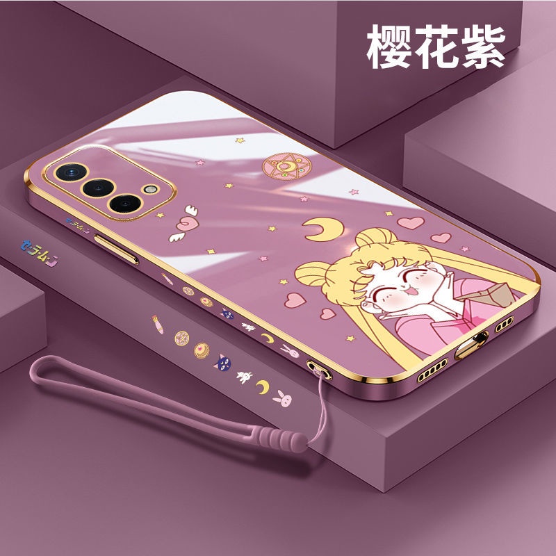 Ốp điện thoại QIANZI silicon mạ viền kiểu Sailor Moon cho Oppo Reno4 4 Pro Reno 4 Se Reno 5 Reno 5 Pro 6 Reno 6 Pro