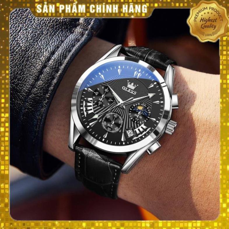 Đồng hồ nam chính hãng OLEVS 2876 dây da bò  chống vô nước sâu  hiệu ứng phát sáng