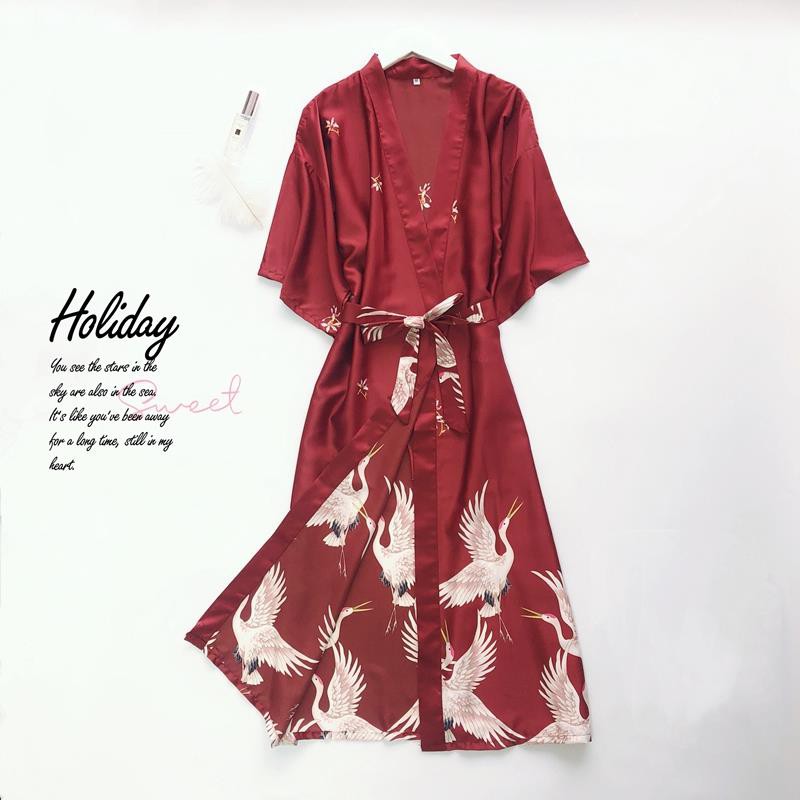 Áo Choàng Ngủ Dáng Dài Bằng Lụa Gợi Cảm Dành Cho Nữ