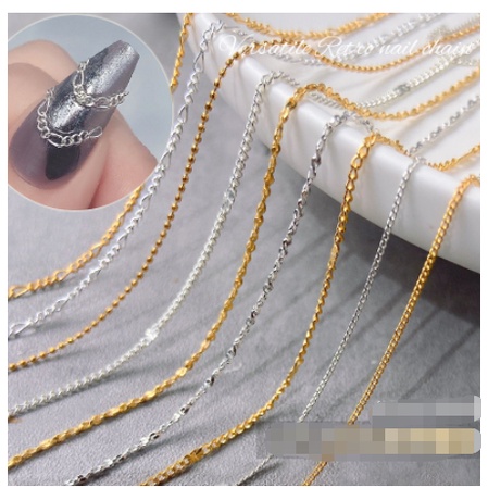 Mã dây xích vàng bạc nhiều kiểu trang trí nail mã mới