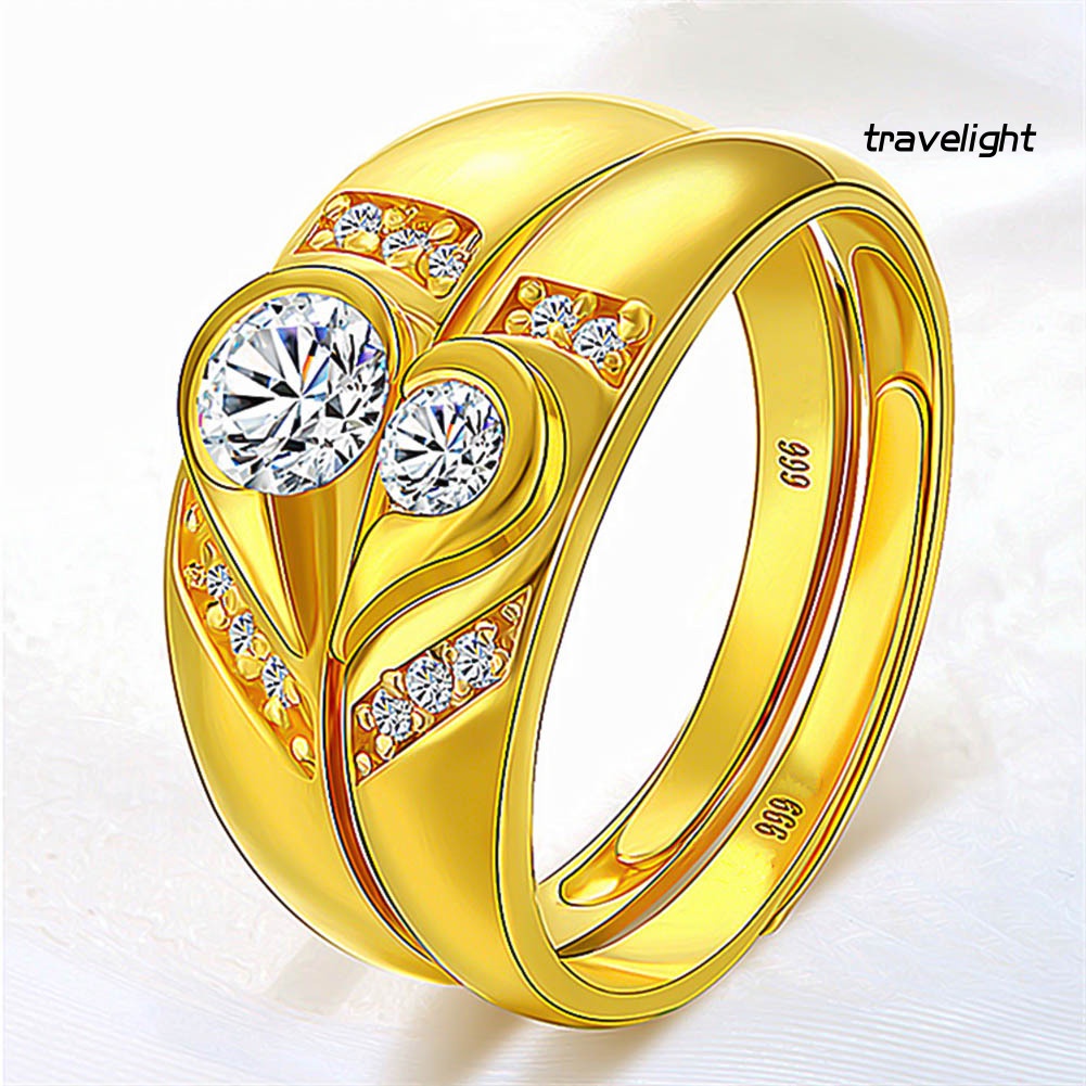 Nhẫn Cưới Hình Trái Tim Đính Đá Thời Trang Cho Cặp Đôi