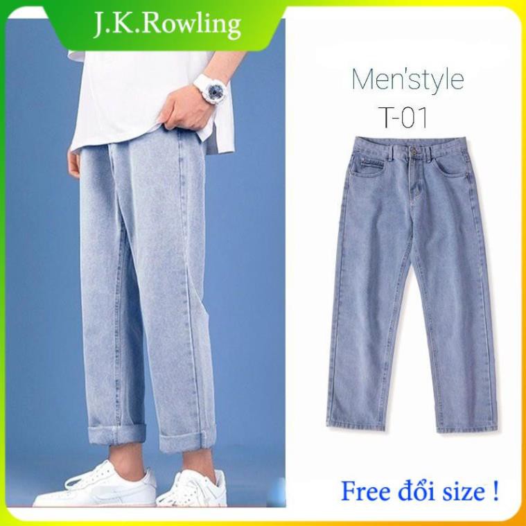 Baggy Nam Quần Jean Bagg Nam Hàn Quốc xanh dương nhạt , dáng suông T-01 hot trend 2021 J.K.Rowling STORE