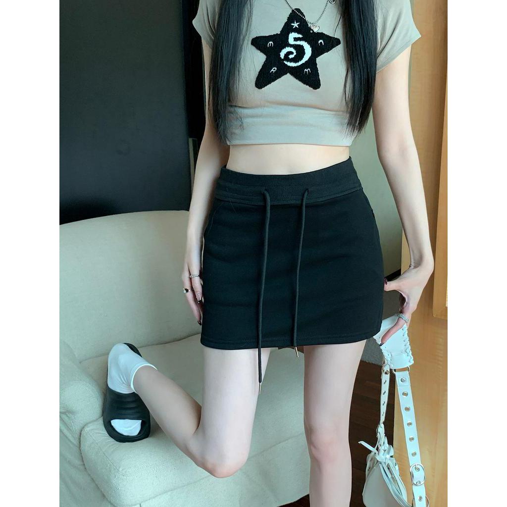 Chân Váy Thể Thao Lưng Cao Co Giãn Tốt Phối Dây Rút Thời Trang Trẻ Trung