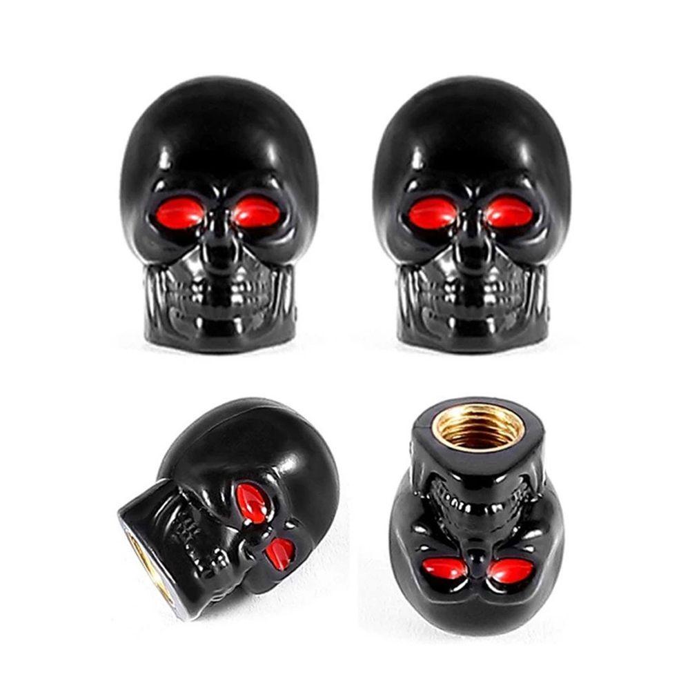 Set 4 Nắp Van Xe Đạp / Xe Máy Lõi Đồng Hình Đầu Lâu Chống Rỉ Sét