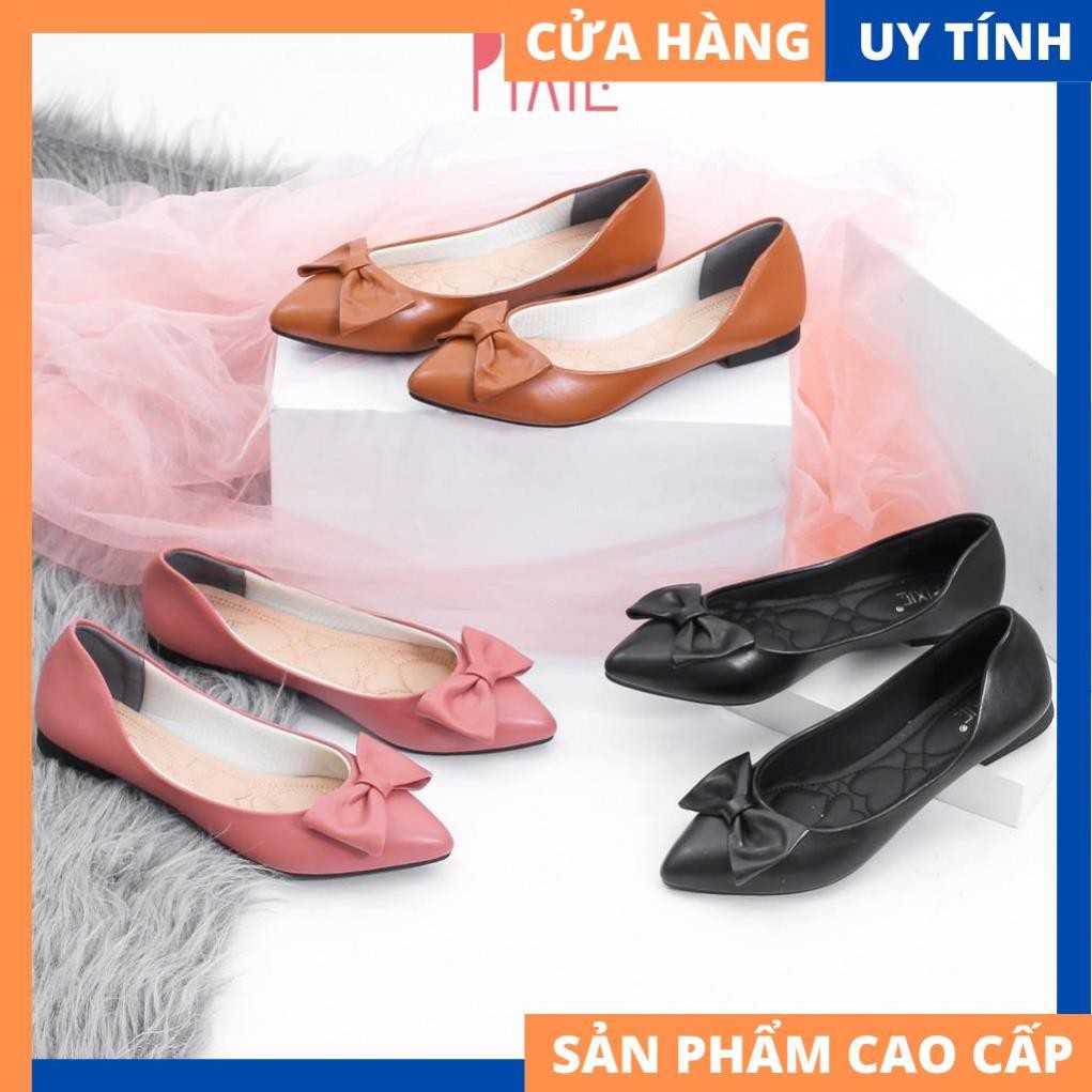 Giày Búp Bê Mũi Nhọn Đính Nơ Cao Cấp X488