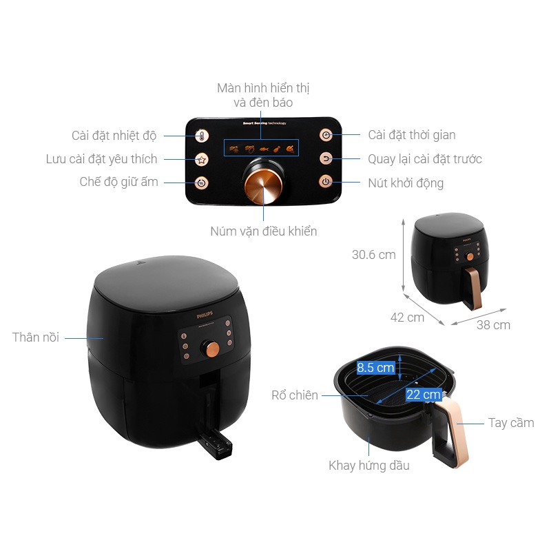 Nồi chiên chân không Philips HD9860 - Hàng chính hãng