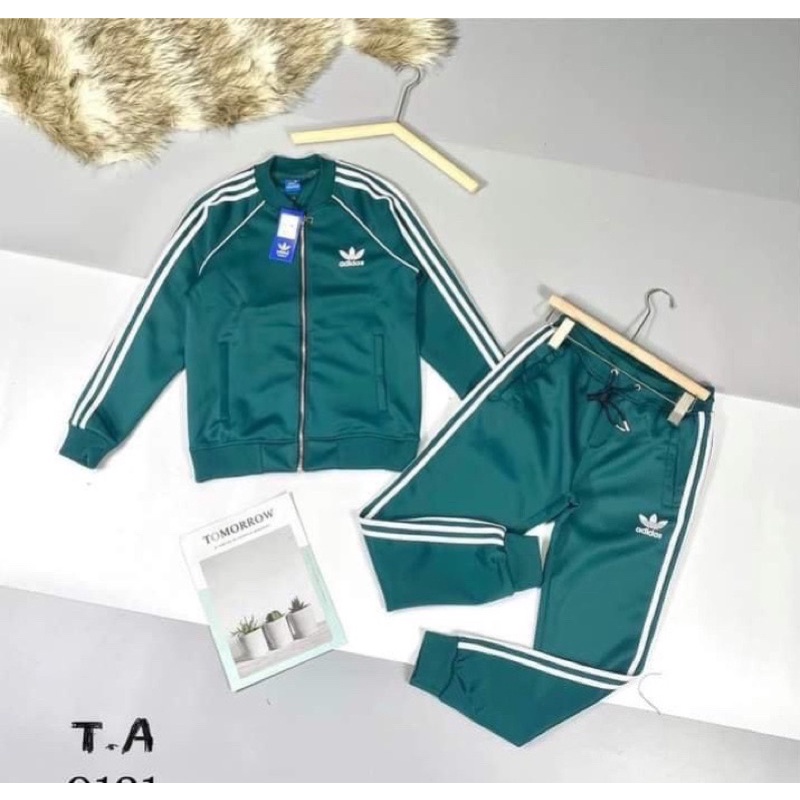 Bộ Nỉ Thể Thao Das Xanh Nam Thêu 3 Sọc Trắng Cao Cấp