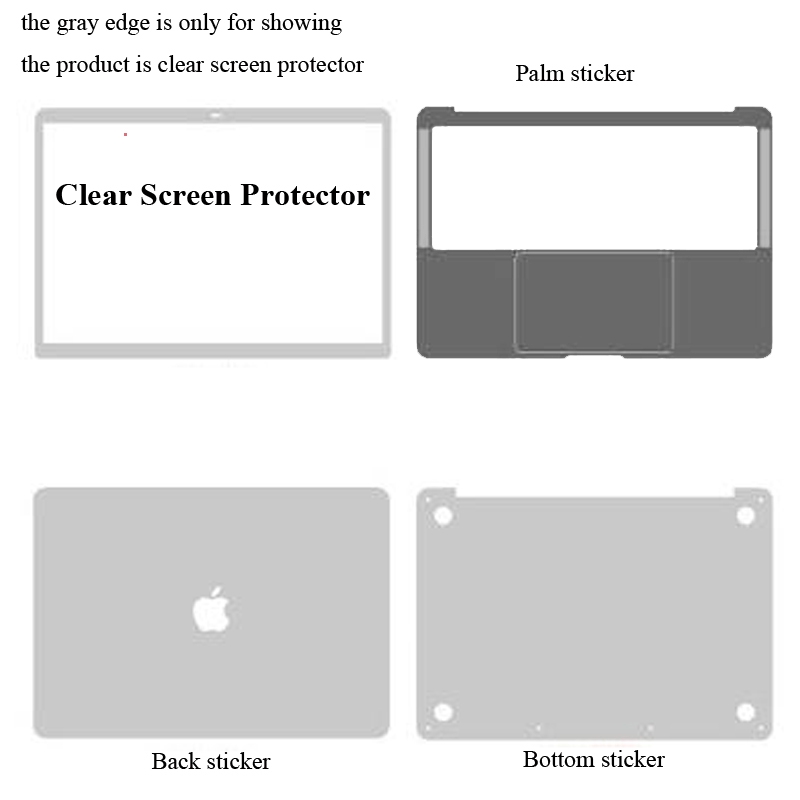 4pcs/set For 2019 Macbook Pro 16 sticker  A2141 màn Miếng dán