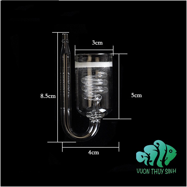 Cốc sủi CO2 thủy tinh tích hợp đếm giọt xoắn ốc cho hồ thủy sinh