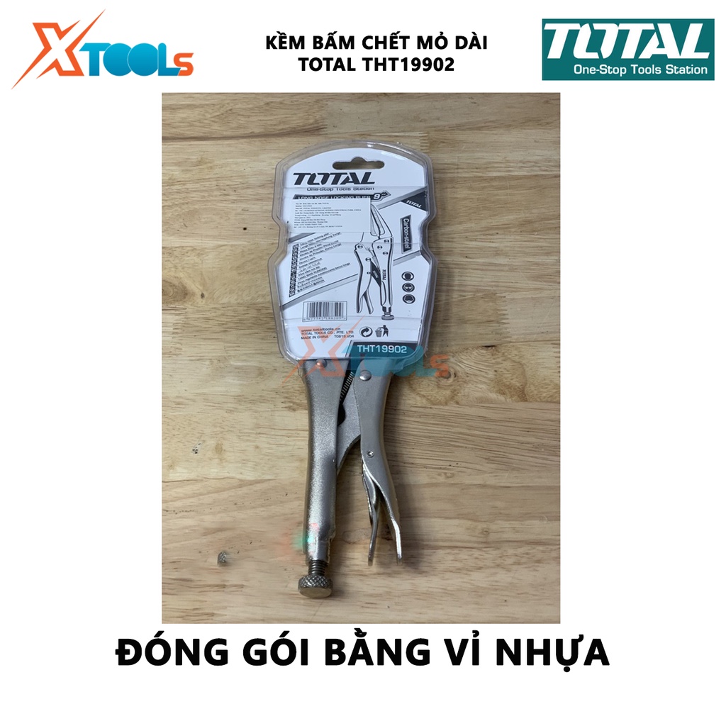 Kìm bấm chết mũi dài TOTAL THT19902 kềm bấm mỏ dài Độ mở tối đa 65mm, Chất liệu Thép, quy cách 9&quot; kẹp hoặc giữ chặt vật,