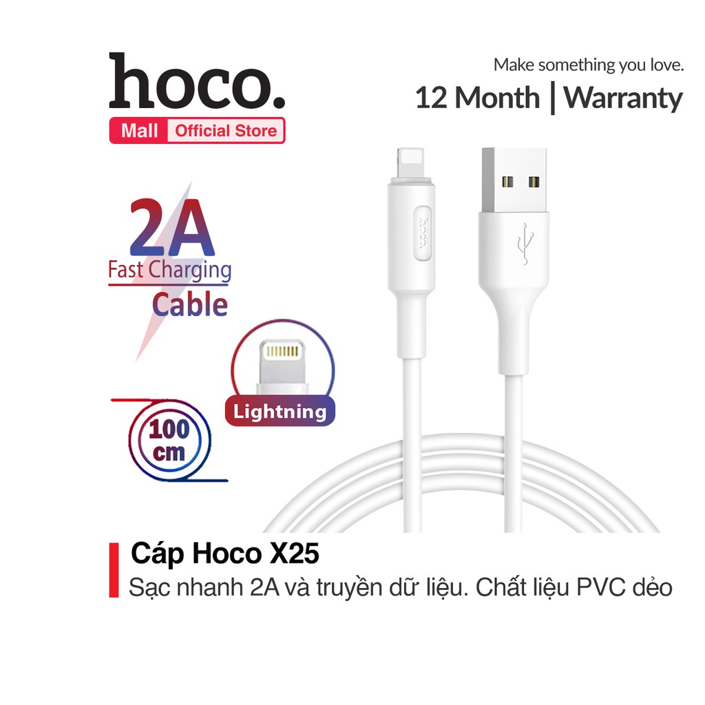 Cáp sạc Hoco X25 Lightning-Micro sạc nhanh 5V-2.0A dài 1m tương thích với nhiều thiết bị