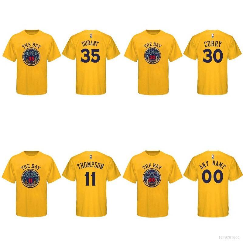 Áo Thun Tay Ngắn Cổ Tròn Dáng Rộng In Logo NBA Warriors Curry Thompson Thời Trang Unisex