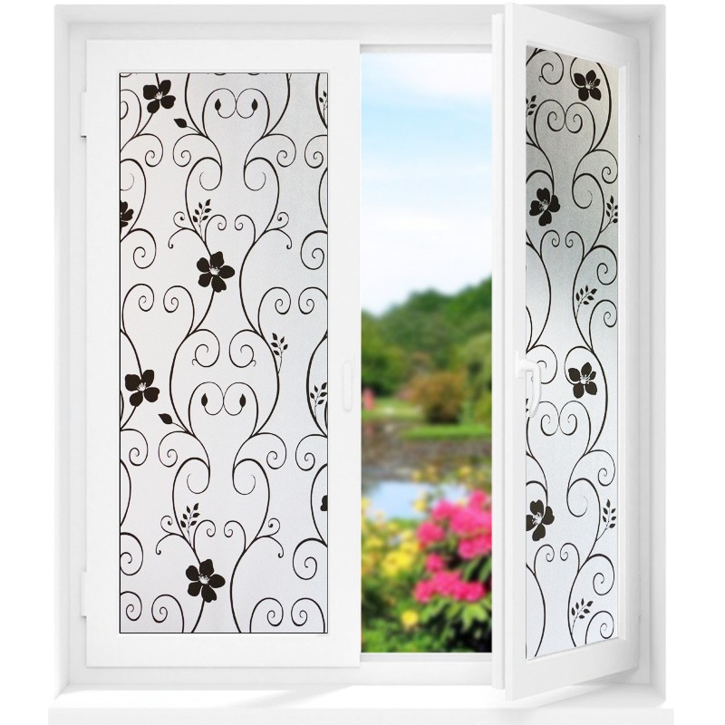 Dán kính tĩnh điện hoa dây đen khổ 45cm chất liệu dày đẹp dán không cần keo