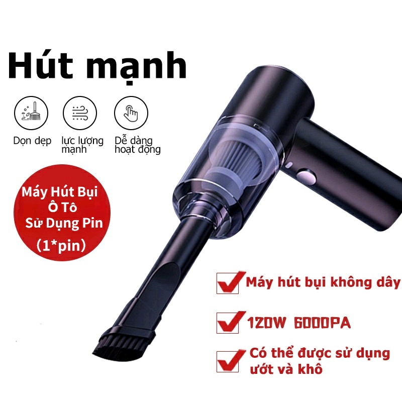 [FREESHIP] Máy Hút Bụi Cầm Tay Mini Không Dây Đa Năng Lực Siêu Mạnh Sử Dụng Hút Bụi Ô Tô, Bụi Giường HỘP VÀNG