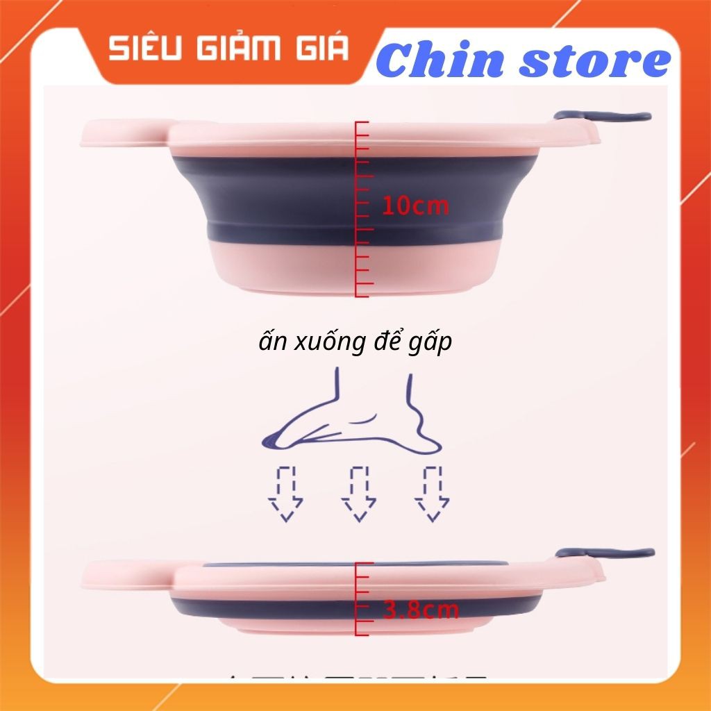 Chậu rửa mặt silicon gấp gọn đa năng cho bé hình con gấu 10*30*23 cm 9 (gồm hai khăn mặt cho bé)