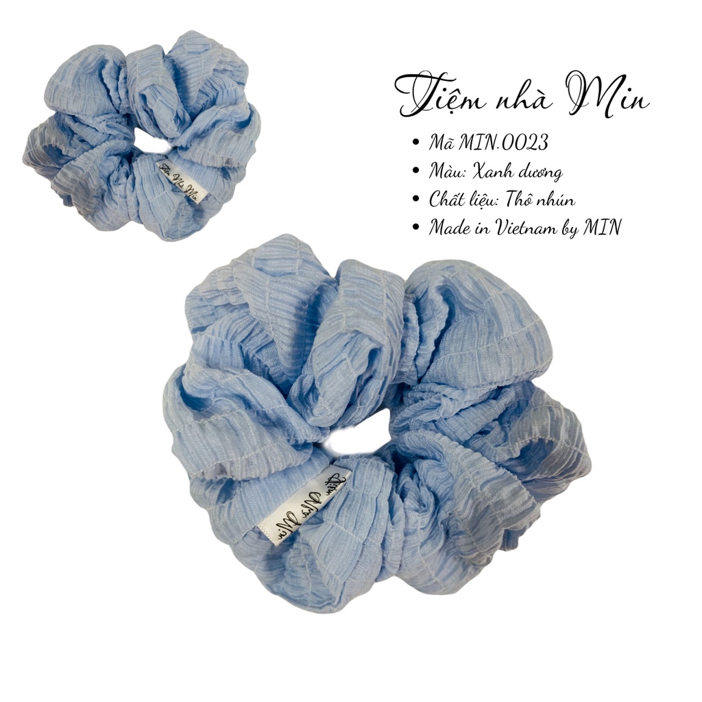 Dây Buộc tóc SCRUNCHIES THÔ Nhún Xanh dương Tiệm nhà Min phong cách Hàn Quốc mềm mại - MIN.0023