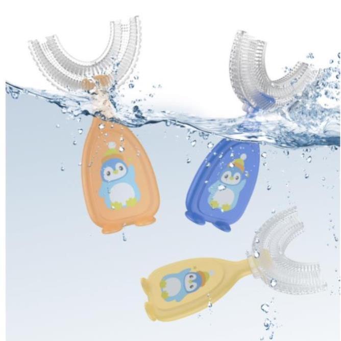 Bàn chải đánh răng cho bé 1 tuổi 2 tuổi 2 tuổi 3 tuổi chữ U silicon mềm mại tập đánh an toàn