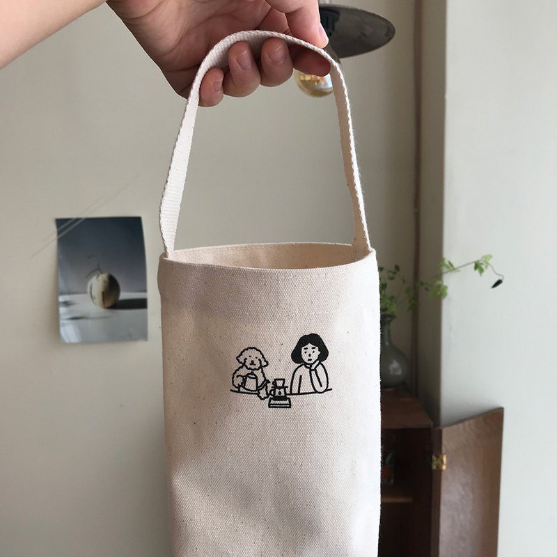 Túi Vải Canvas Đựng Trà Sữa, Bình Nước Họa Tiết Hoạt Hình Đáng Yêu Phong Cách Nhật Bản