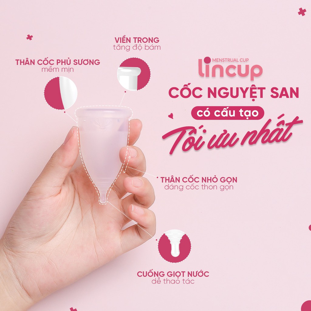 Cốc nguyệt san LinCup Sesitive Lincup nhập khẩu mỹ 100% chính hãng chống tràn đủ 3 size