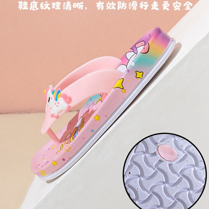 Dép Xỏ Ngón Hình Kỳ Lân Hoạt Hình Size 24-35 Cho Bé Gái