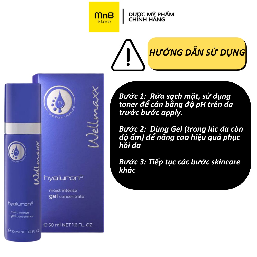 Gel HA + B5  Wellmaxx Hyaluron Moist Intense Gel Concentrate siêu phục hồi và dưỡng ẩm 50ml
