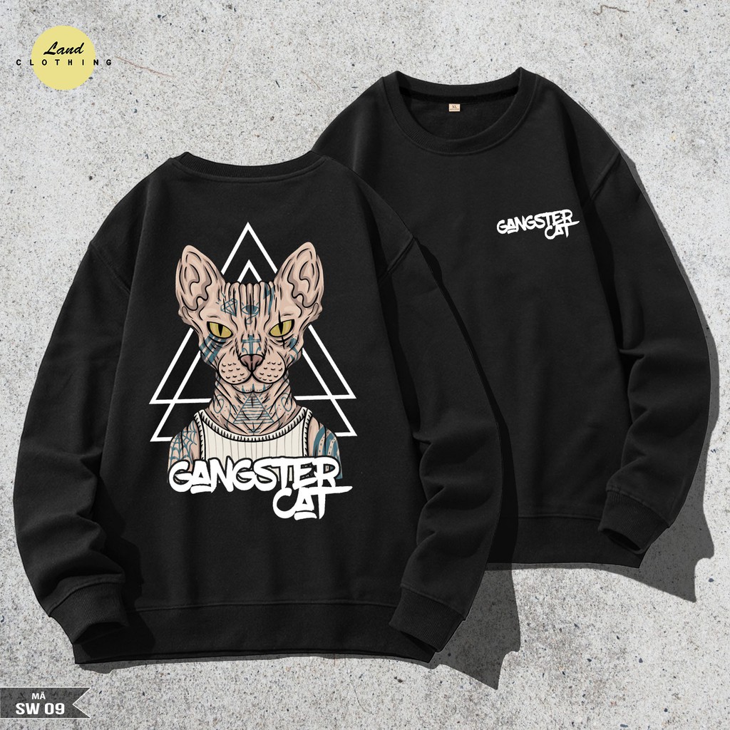 ÁO SWEATER chất NỈ   " GANGTER CAT" phong cách , cực ngầu ĐỘC LẠ (09) | BigBuy360 - bigbuy360.vn