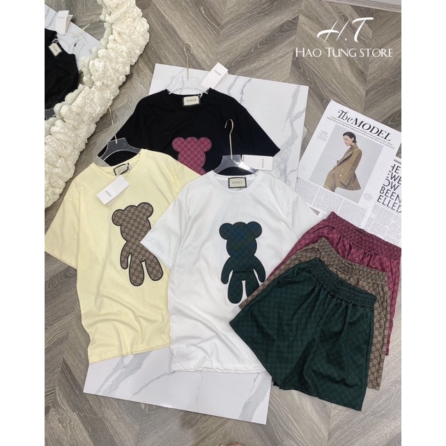 Set áo phông gấu + quần đùi gucciii