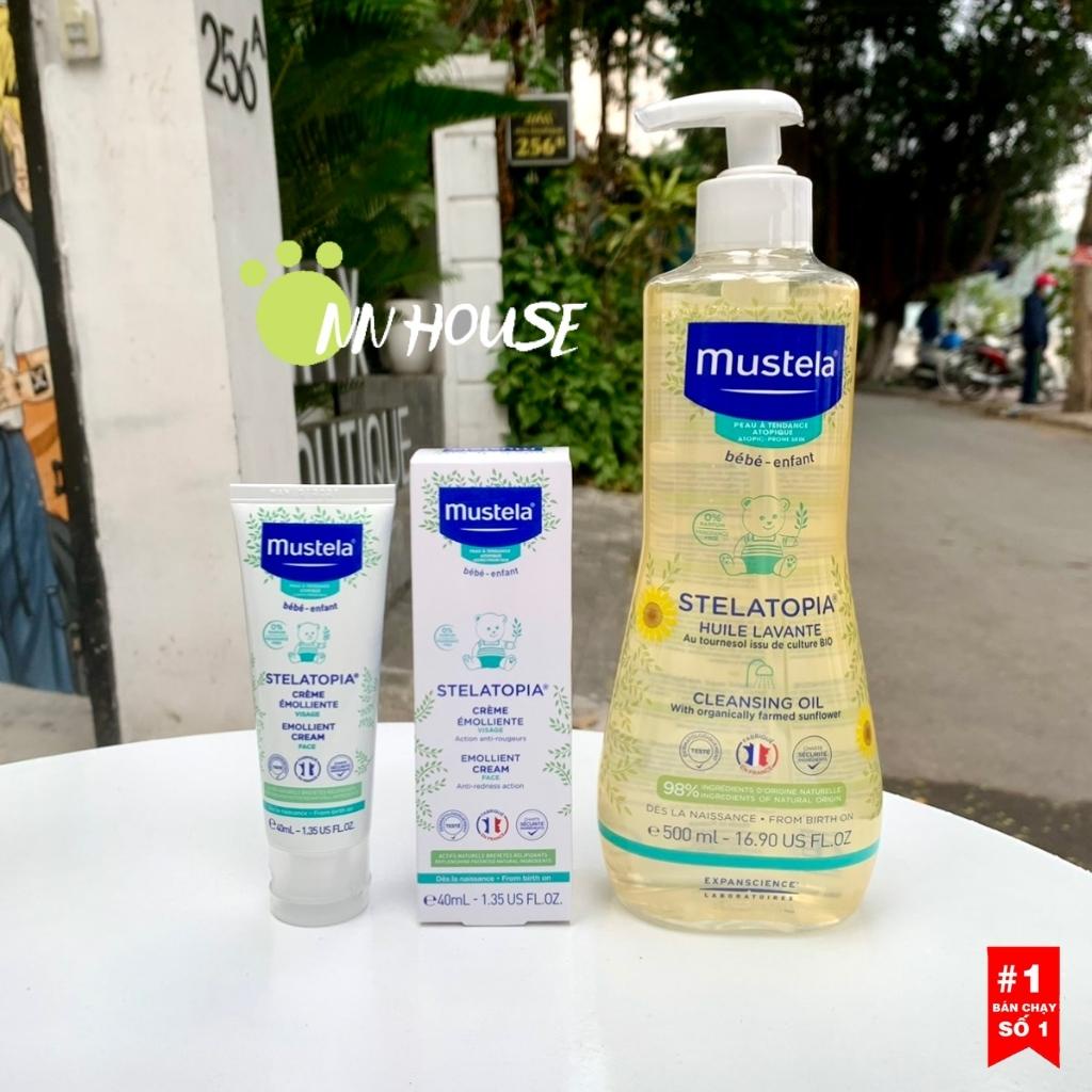 Sữa tắm cho bé Mustela Stelatopia cleansing oil dạng dầu tắm gội 3in1 dưỡng ẩm từ trẻ sơ sinh da khô, da chàm thể tạng