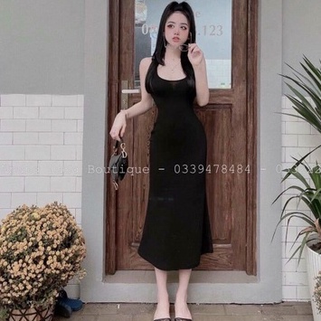 Đầm body dáng dài thun tăm gân váy body hở lưng dáng dài