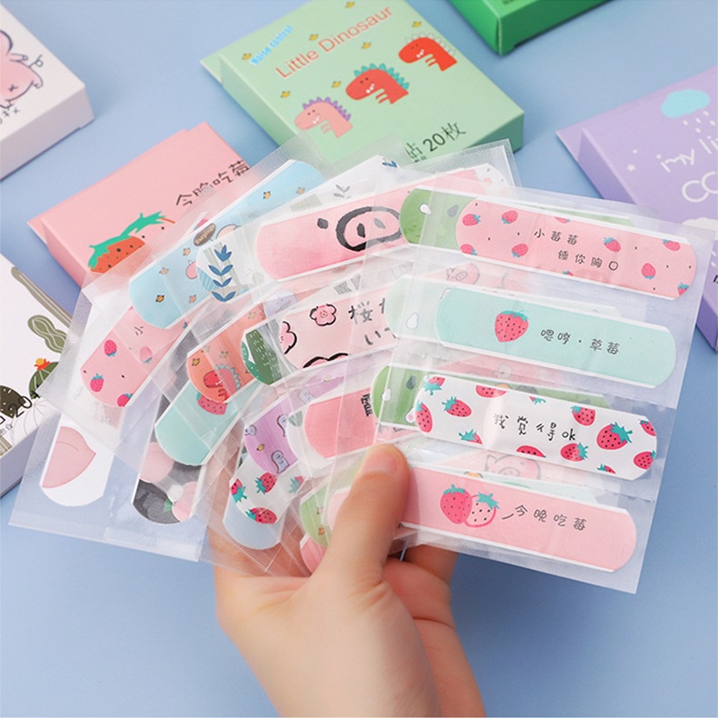 Hộp 20 Miếng Dán Gót Chân Chống Nước Thoáng Khí Không Thấm Nước Hình Hoạt Hình Dễ Thương Sáng Tạo Cho Bé Gái