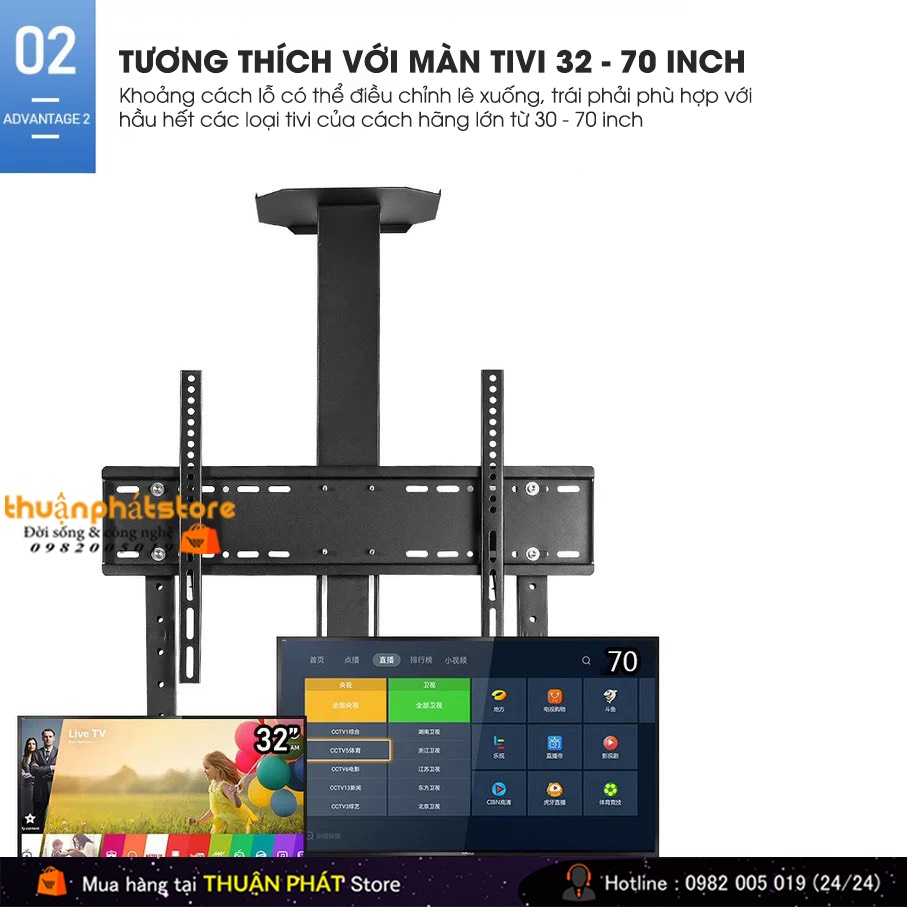 Giá Treo Tivi Di Động 1700 32 - 43 - 50 - 55 - 65 - 70 Inch Kệ Treo Tivi Có Bánh Xe Di Chuyển - Ưu Việt Hơn NB AVA1500