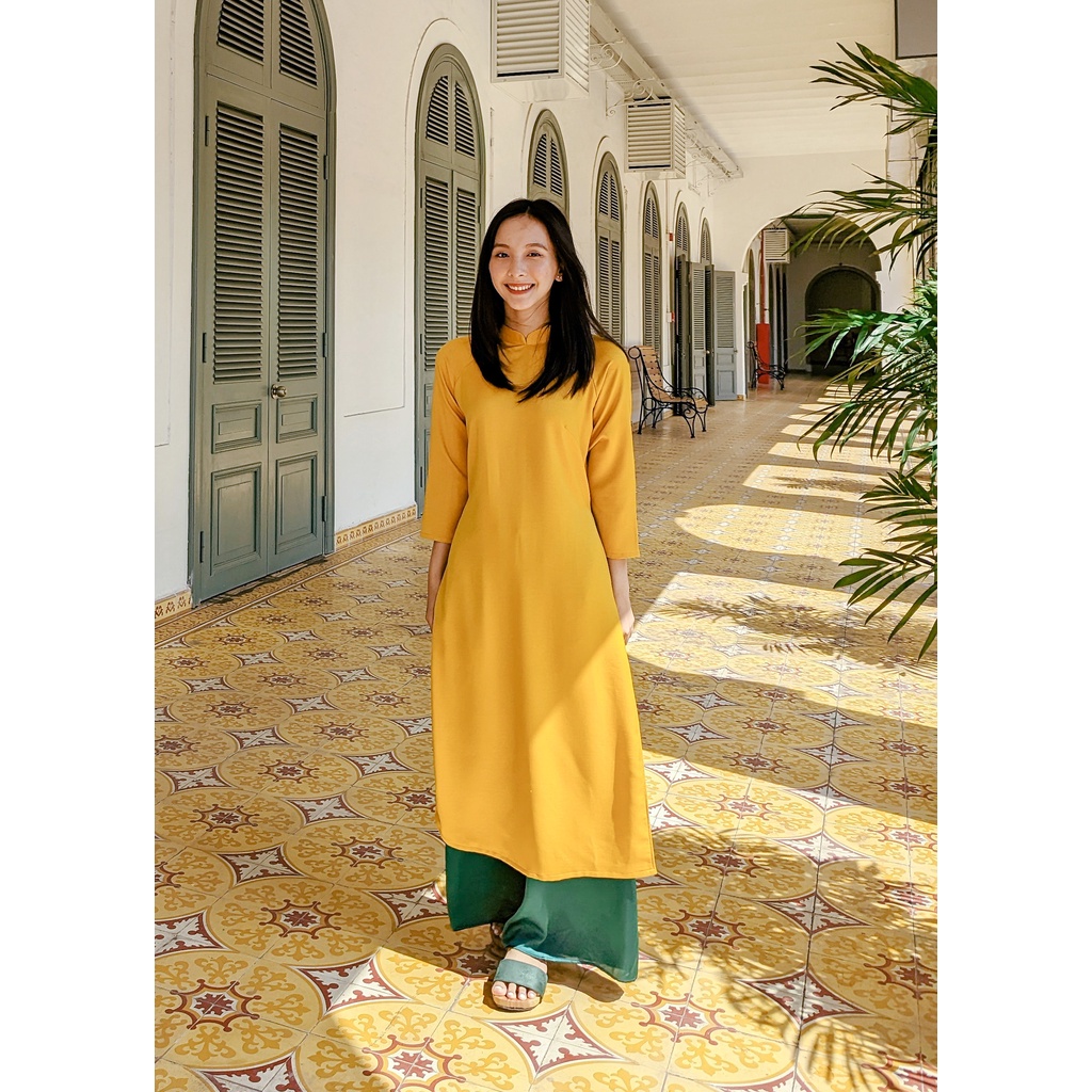 Set Áo dài Rosemary tây thi vàng đậm