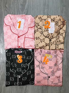 Bộ lụa satin GG dài tay