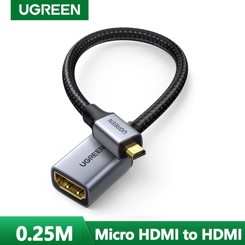 Cáp chuyển đổi Micro HDMI to HDMI 2.0 bện dù 4K 3D 1080P Ugreen 10553 cao cấp