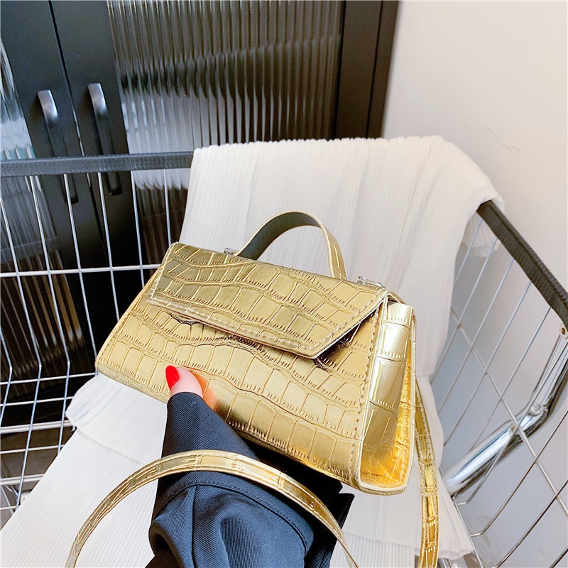 IELGY Túi Đeo Chéo Dáng Vuông Nhỏ Vân Da Cá Sấu Đơn Giản Thời Trang Cho Nữ