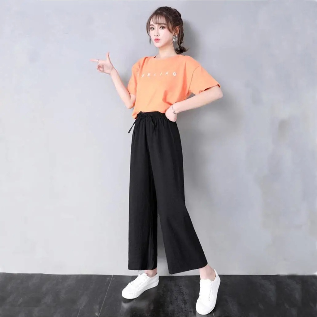 Quần Ống Rộng Màu Đen C8559 Thời Trang Cho Nữ Từ 40-77KG