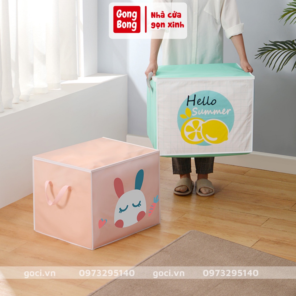 Hộp vải đựng quần áo chăn mền đa năng 72l có quai xách chống thấm nước nắp khóa kéo dung tích