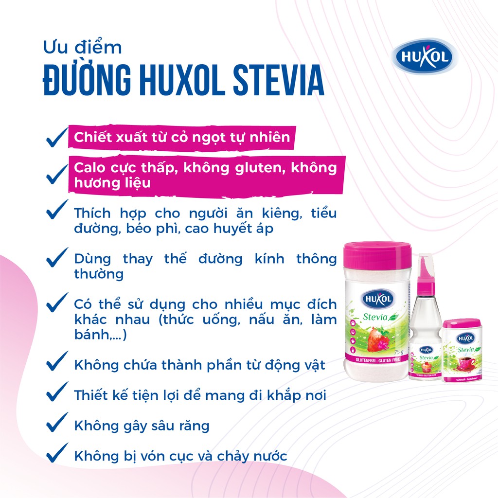 Đường Ăn Kiêng Huxol Cỏ Ngọt Stevia 125ml - Đường cỏ ngọt cho người giảm cân, tiểu đường, cao huyết áp