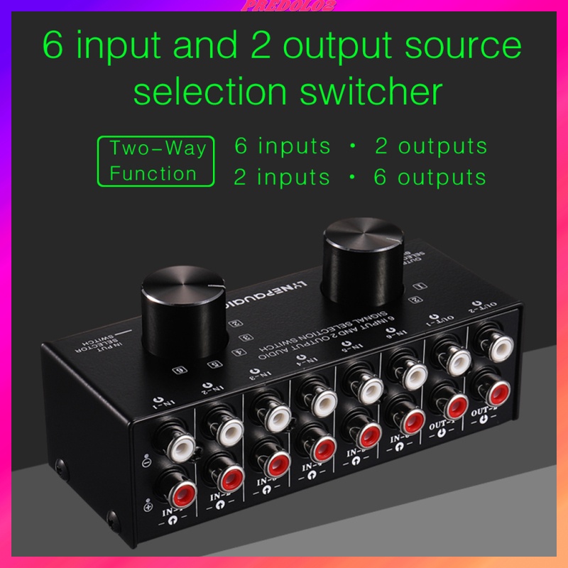 [PREDOLO2]Speaker Switch Box Switcher Selector 6 Way Port RCA Stereo Audio Video Box